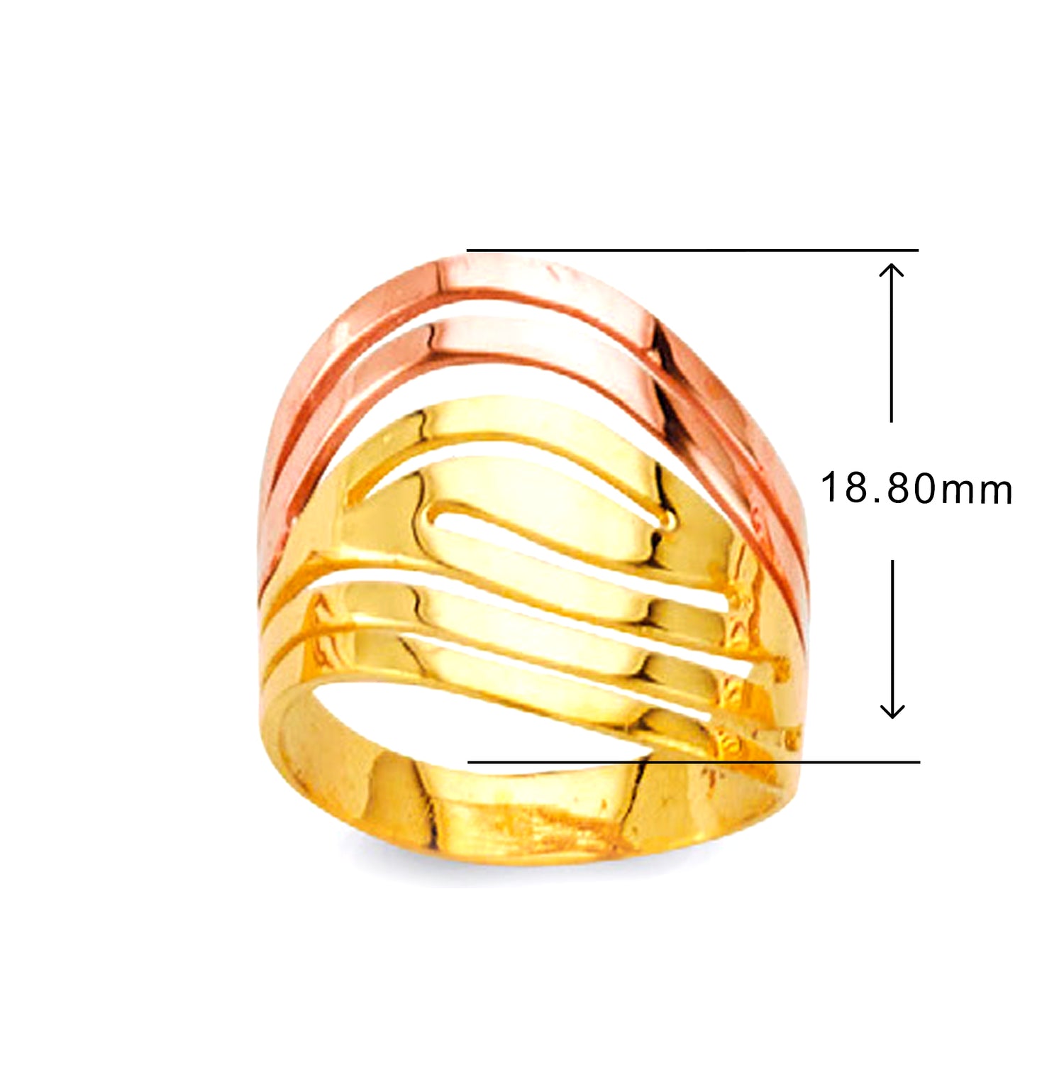 Two Tone Semanario Ring in Solid Gold with Measurement 