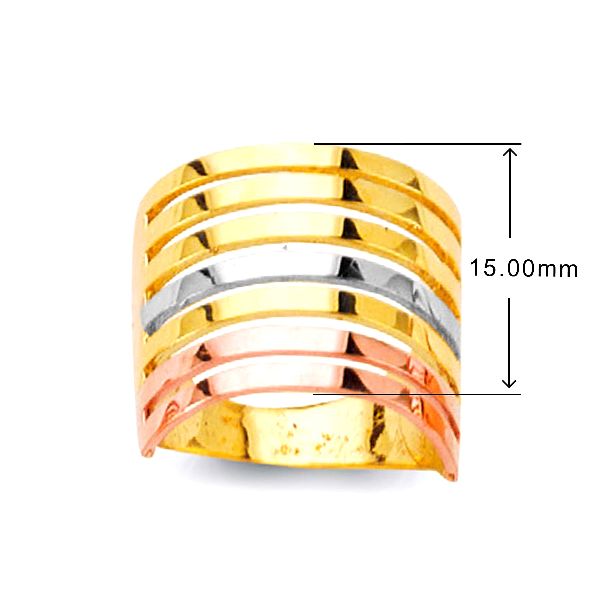 Minimalist Layered Ring in Solid Gold with Measurement
