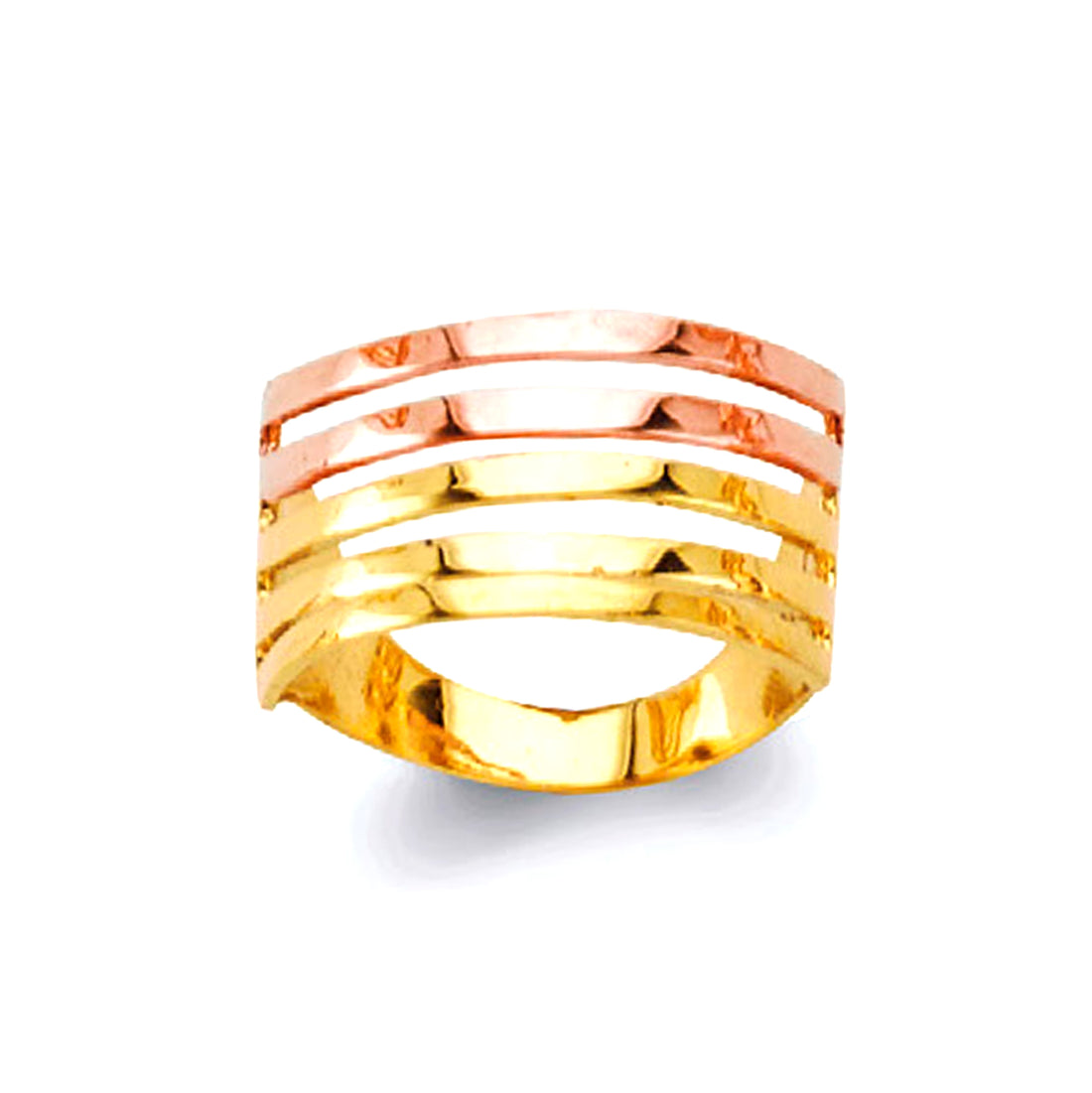 Two Tone Hollow Ring in Solid Gold