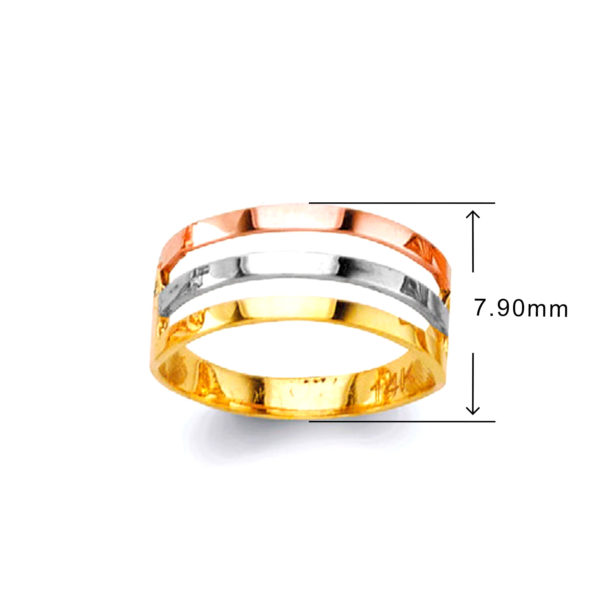 Fancy Tricolor Ring in Solid Gold with Measurement