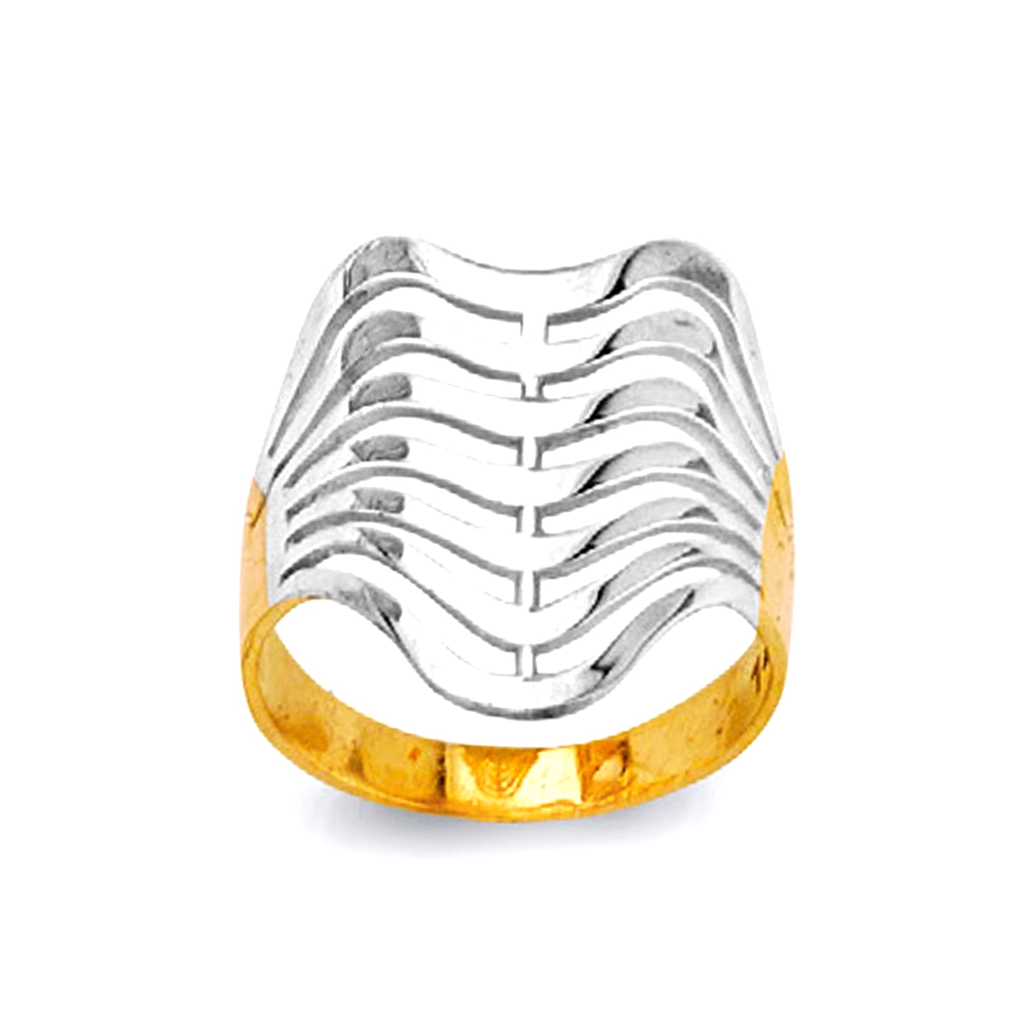 Two Tone Gold Twisted Multiband Ring