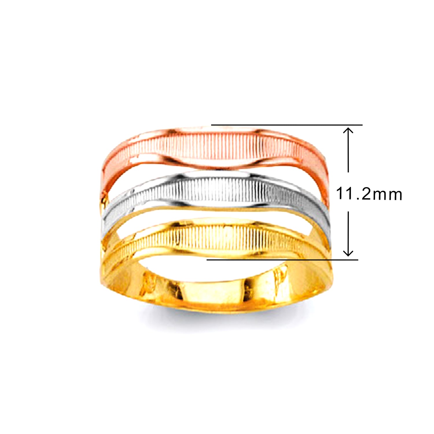 Tri Tone Gold Polished Multiband Ring