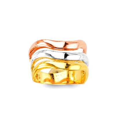 Tri Tone Gold Dazzling Multiband Ring