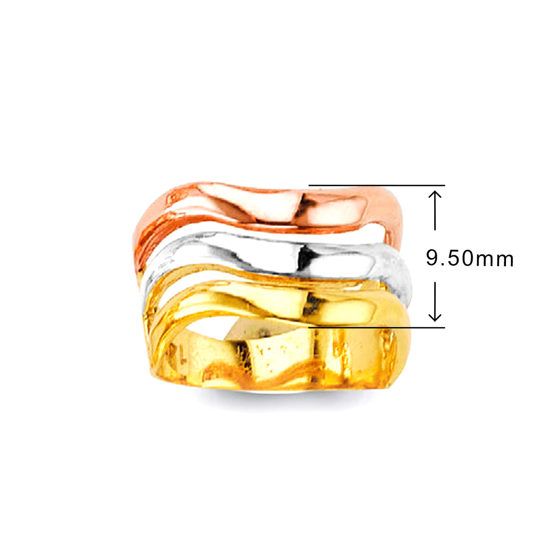 Tri Tone Gold Dazzling Multiband Ring