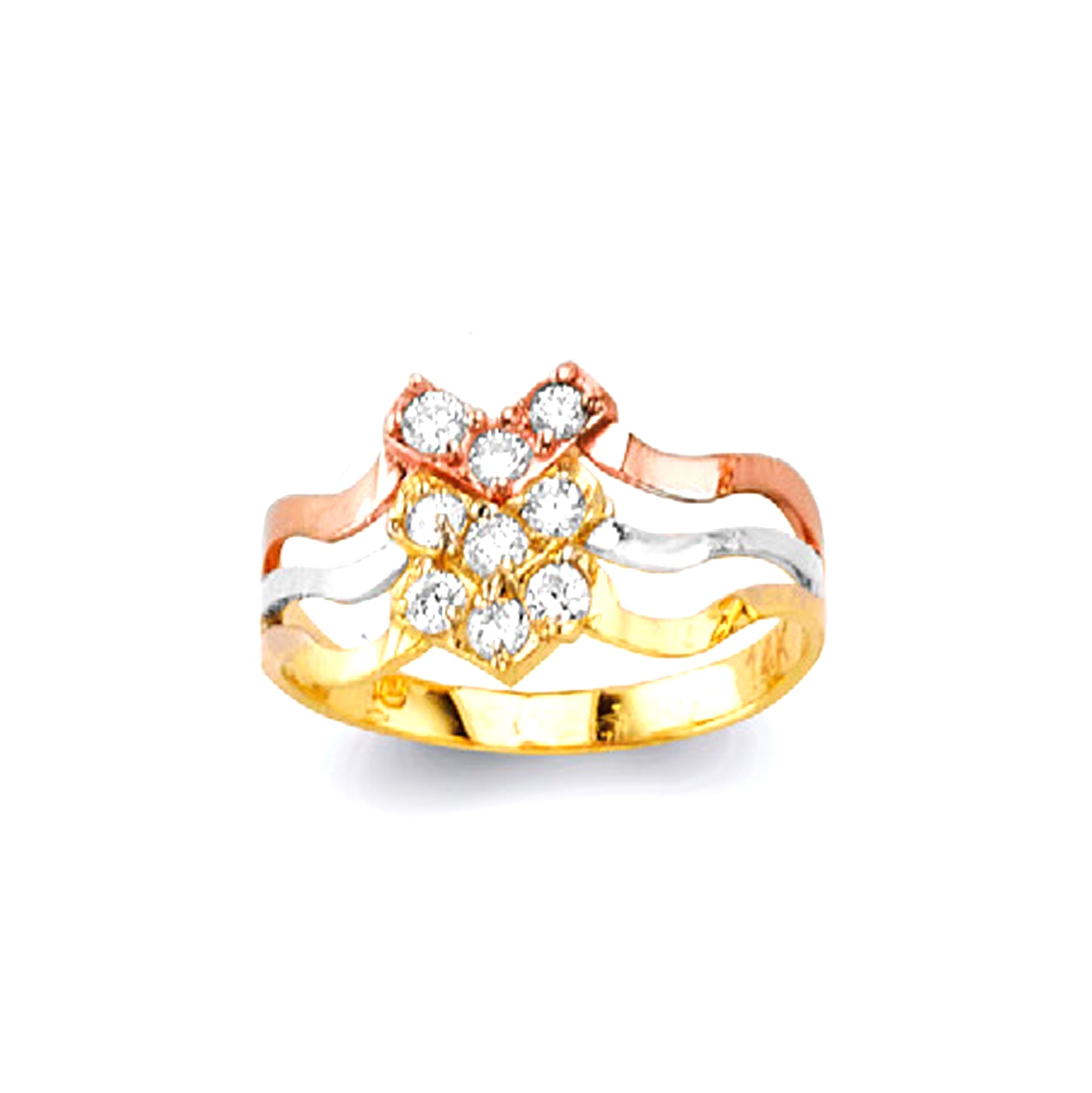 CZ Surreal Crown Shaped Ring in Solid Gold