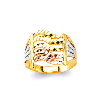 CZ Designer Spiral Ring in Solid Gold