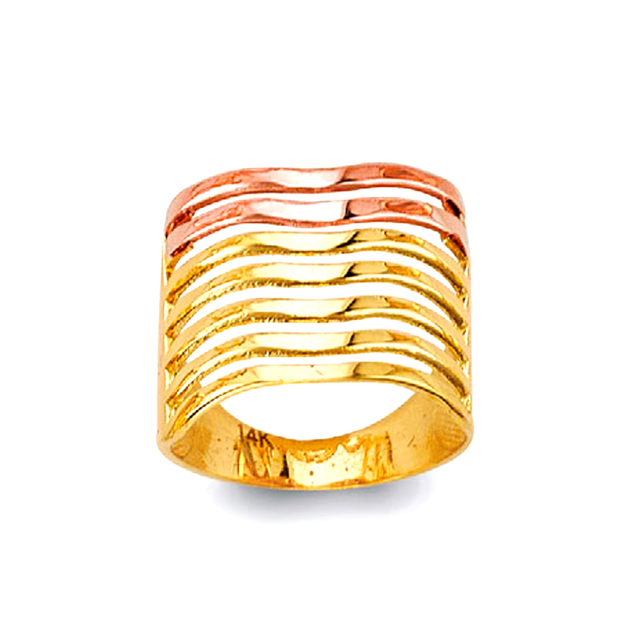 Mellow Two Tone Wave Ring in Solid Gold 