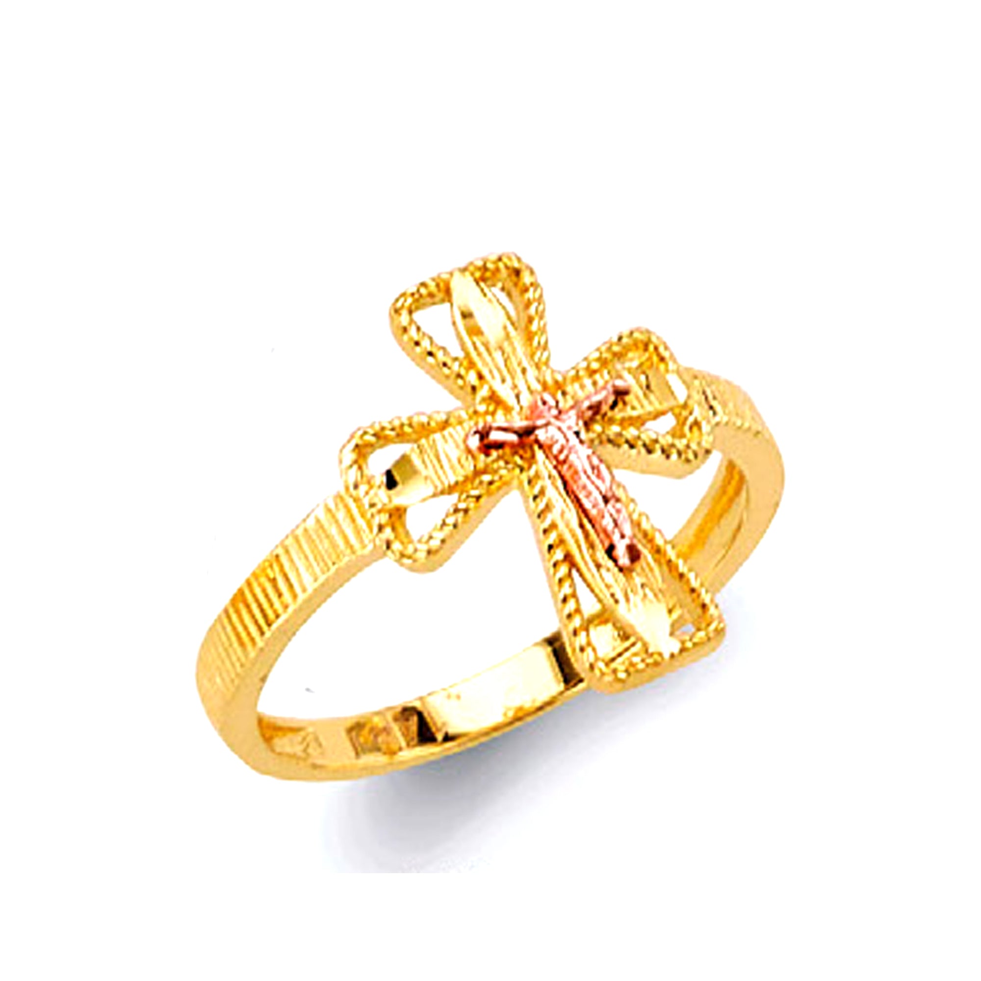 Fancy Multitone Bow Ring in Solid Gold 