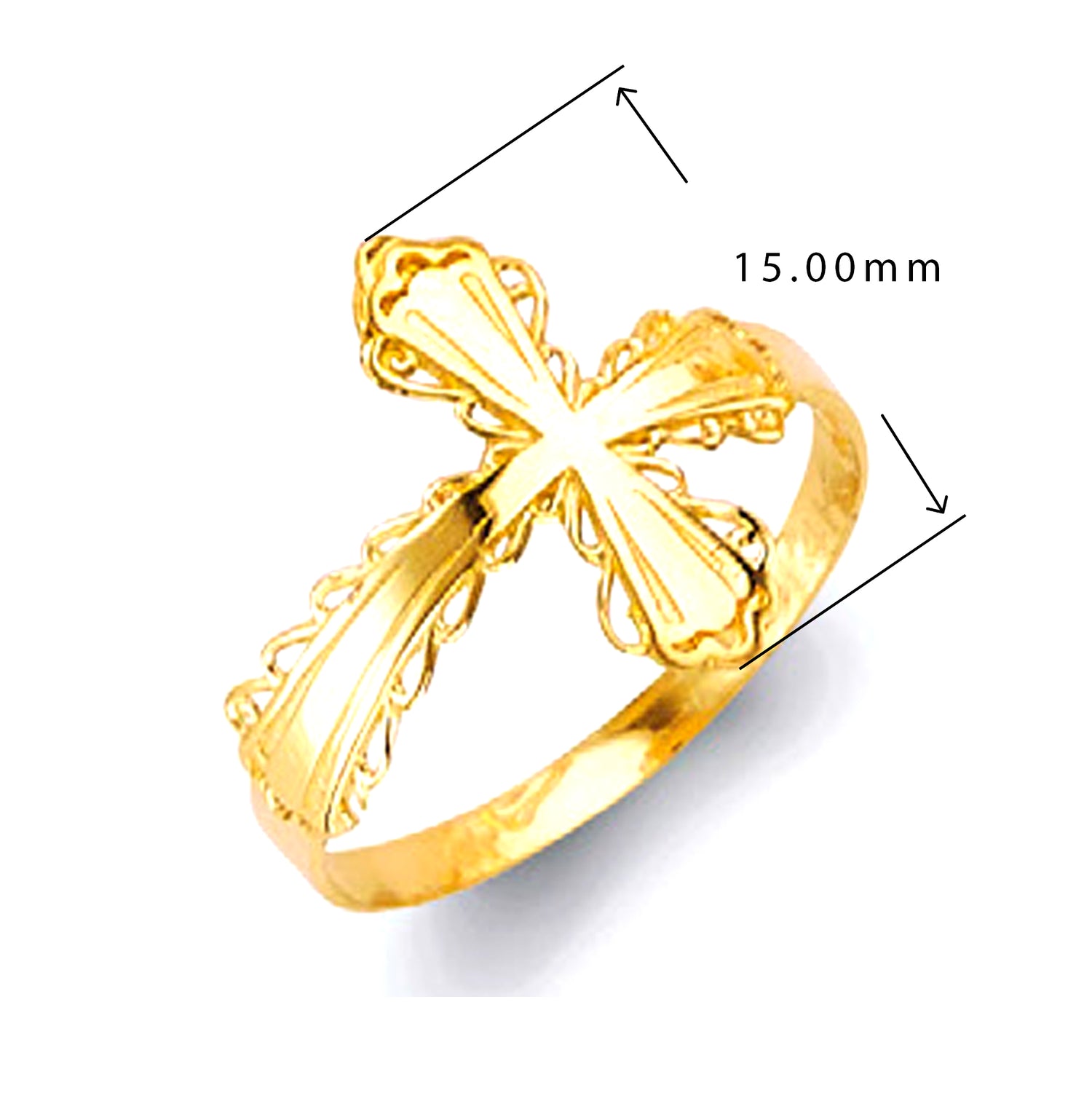 Surreal Bow Knot Ring in Solid Gold with Measurement 