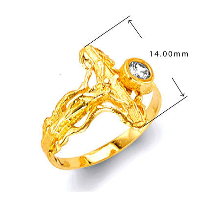 Vertical Designer Ring in Solid Gold with Measurement