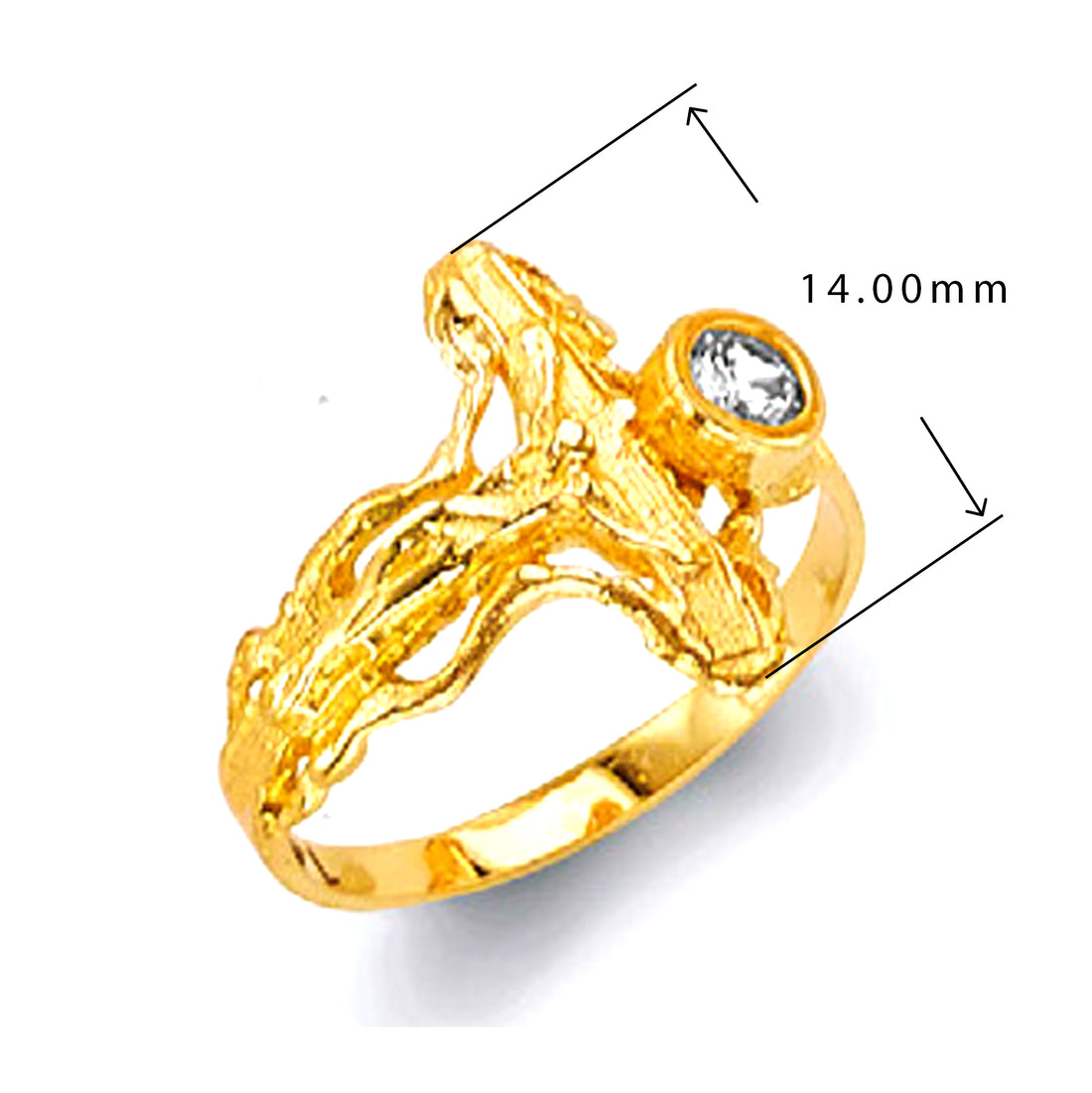 Vertical Designer Ring in Solid Gold with Measurement