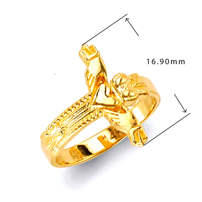 Designer Textured Ring in Solid Gold with Measurement 