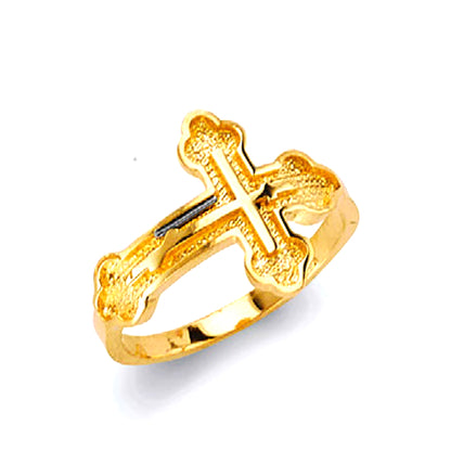 Vertical Cross Ring in Solid Gold 