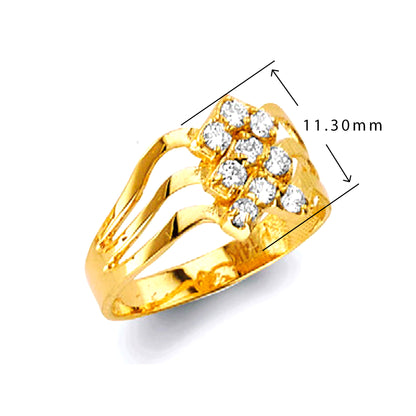 Groovy Diva Crown Ring in Solid Gold with Measurement 