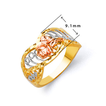 Surreal Cuban Chain Ring in Solid Gold with Measurement