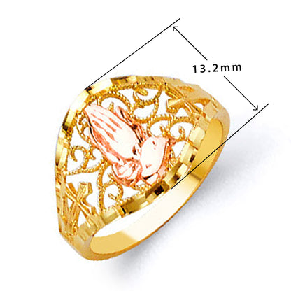 Artistic Foliage Ring in Solid Gold with Measurement