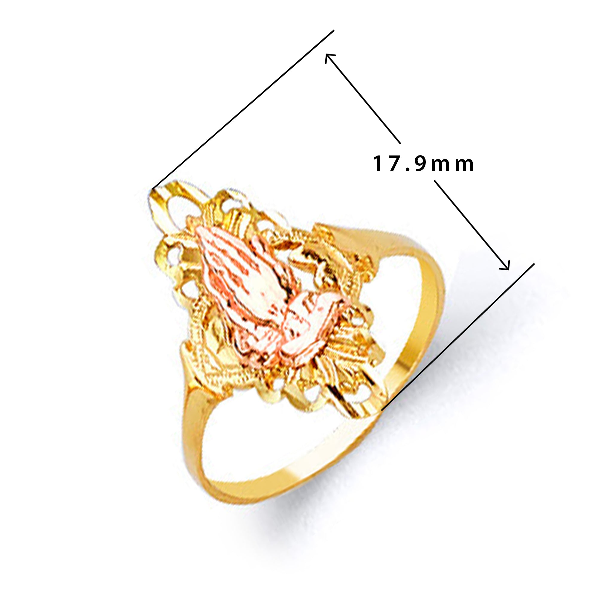 CZ Pristine Pink Ring in Solid Gold with Measurement
