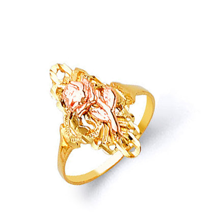 Handcrafted Antique-style Rose Ring in Solid Gold 