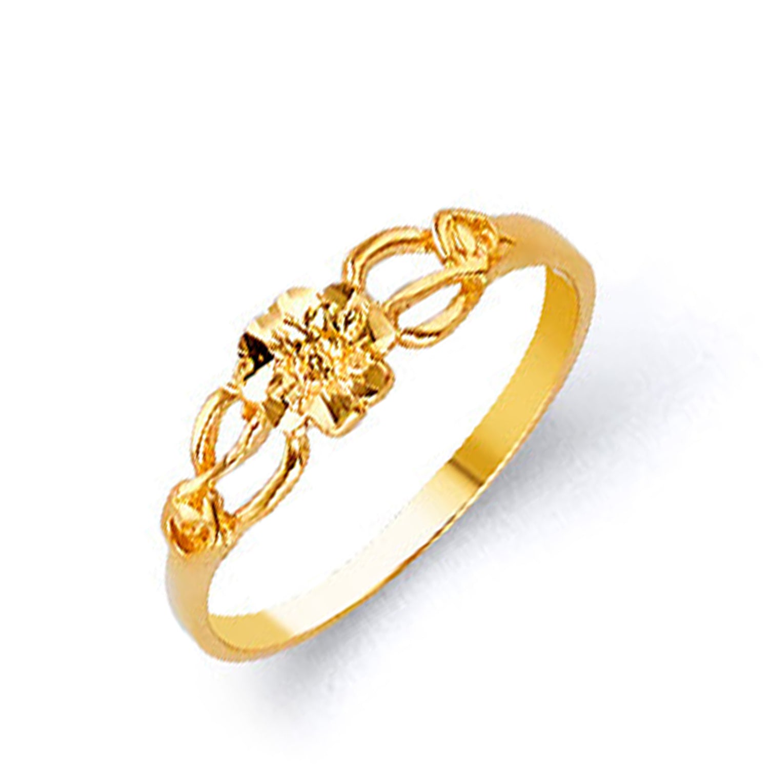 Fancy East-west Embroidery Ring in Solid Gold 