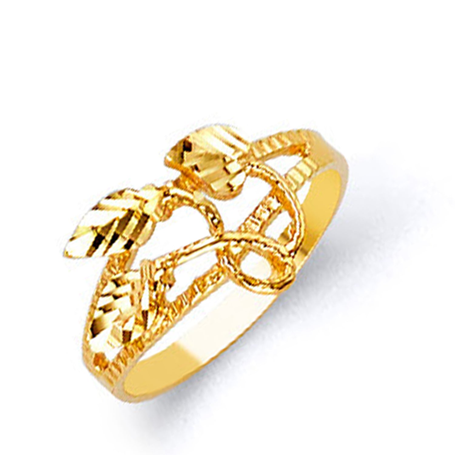 Lustrous Leafy Ring in Solid Gold 