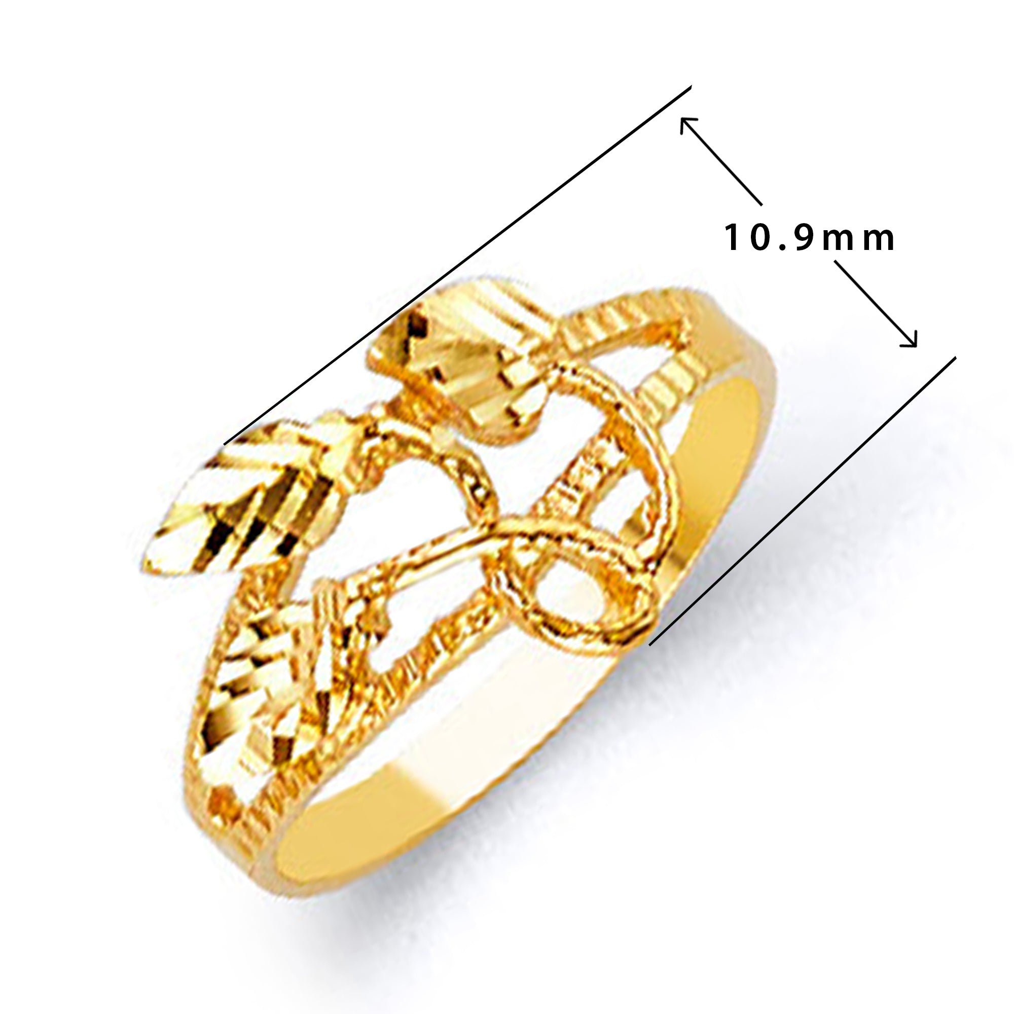 Lustrous Leafy Ring in Solid Gold with Measurement