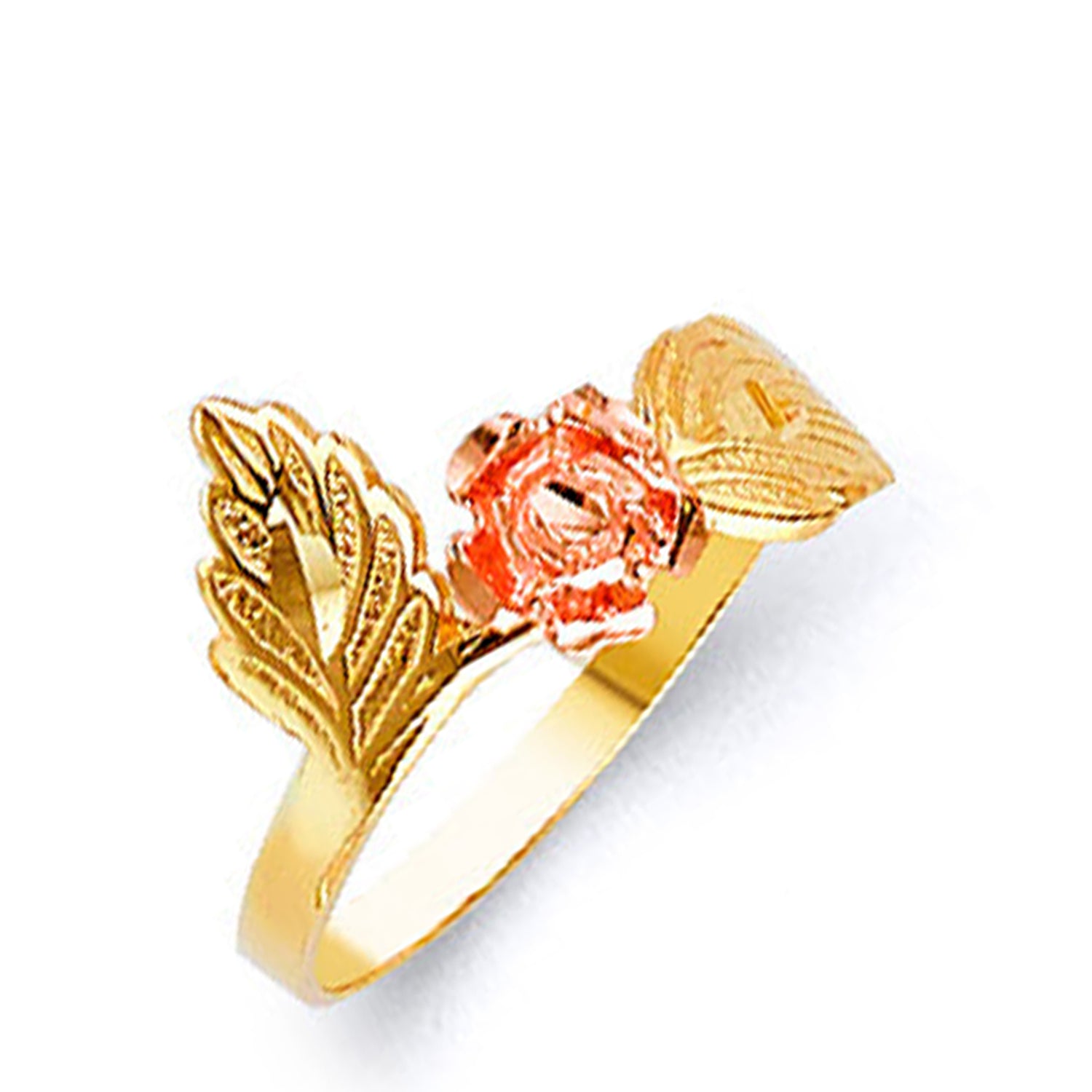 East-west Floral Rose Ring in Solid Gold 