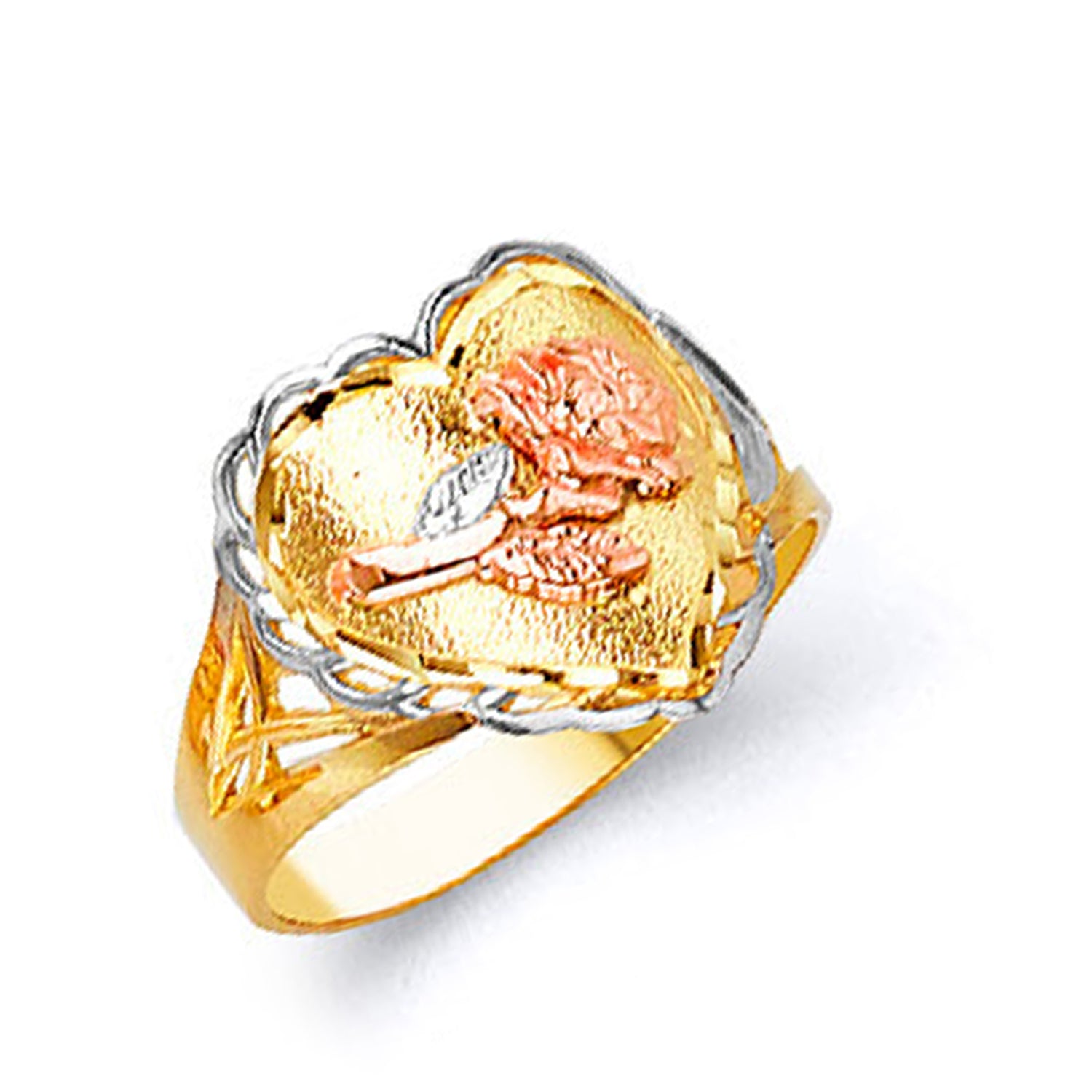 Royal Rose Motif Ring in Solid Gold 