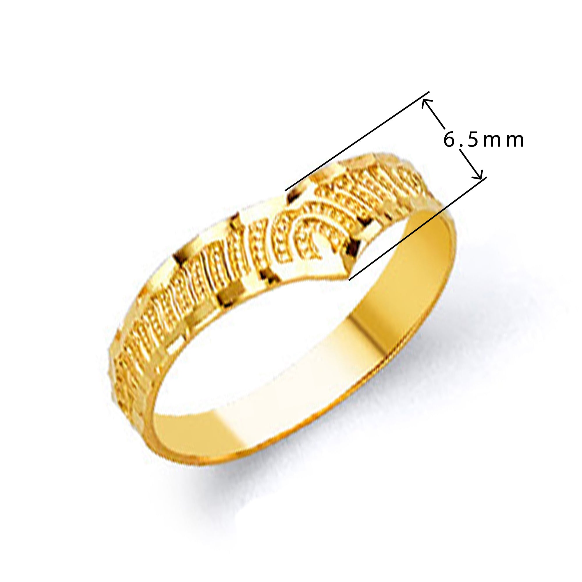 Textured Heart Crown Ring in Solid Gold with Measurement