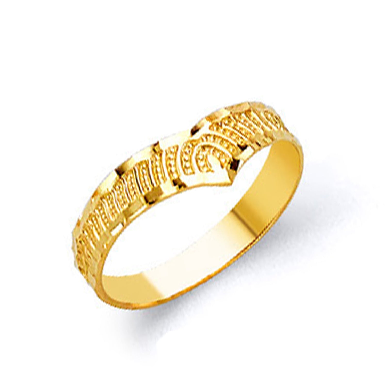 Textured Heart Crown Ring in Solid Gold 