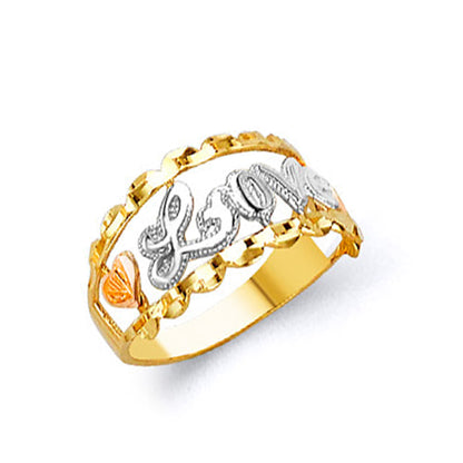 Tri-tone Love Ring in Solid Gold 