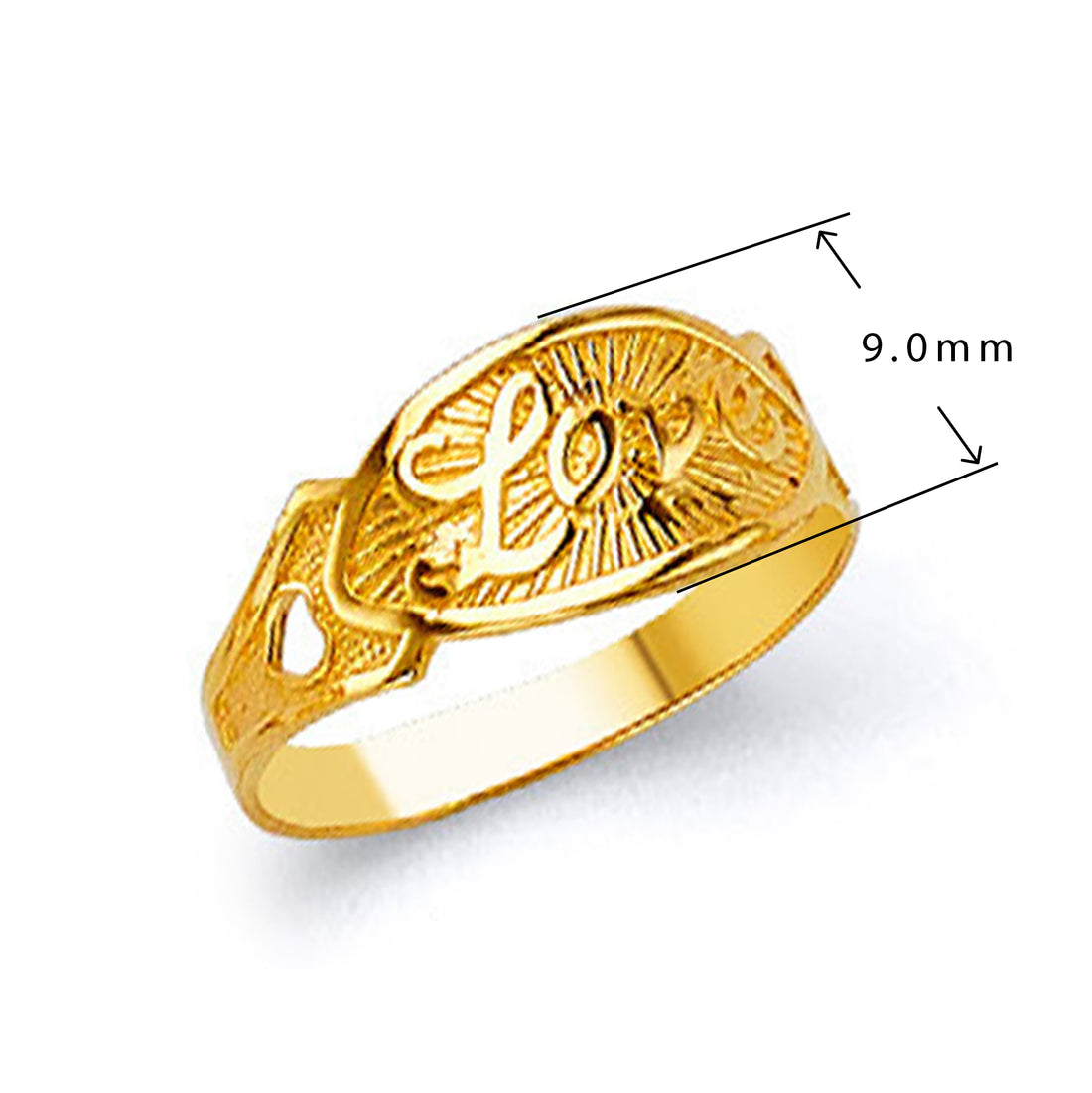 Yellow Gold Vintage Casted Love Open Heart Ring