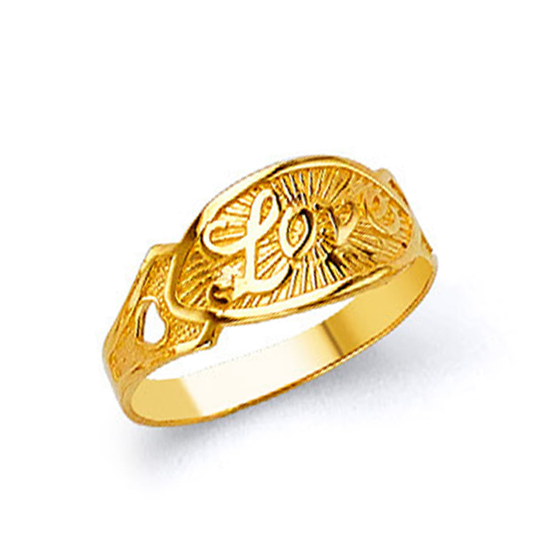 Yellow Gold Vintage Casted Love Open Heart Ring