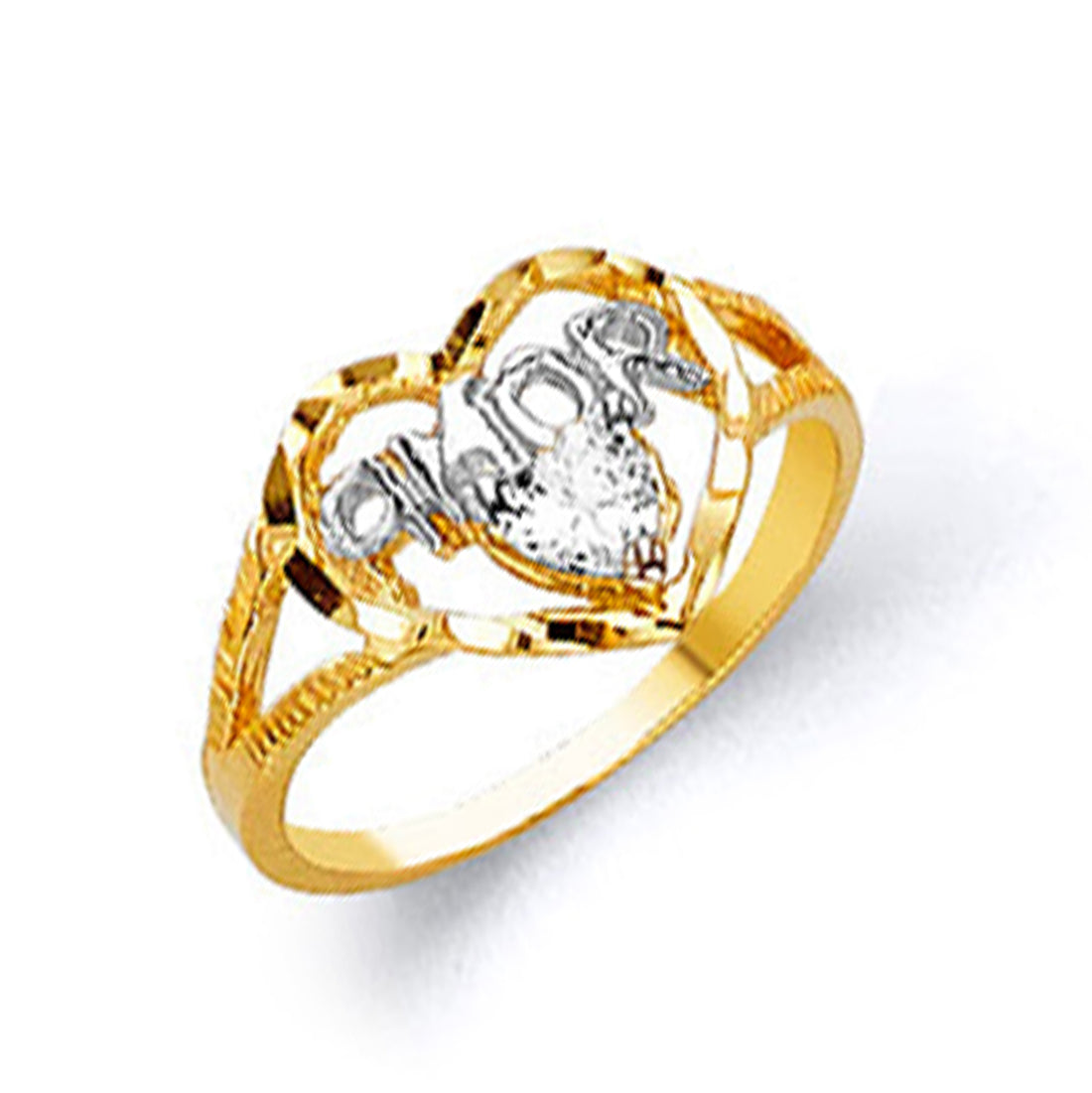 CZ Heavenly Heart Ring in Solid Gold 