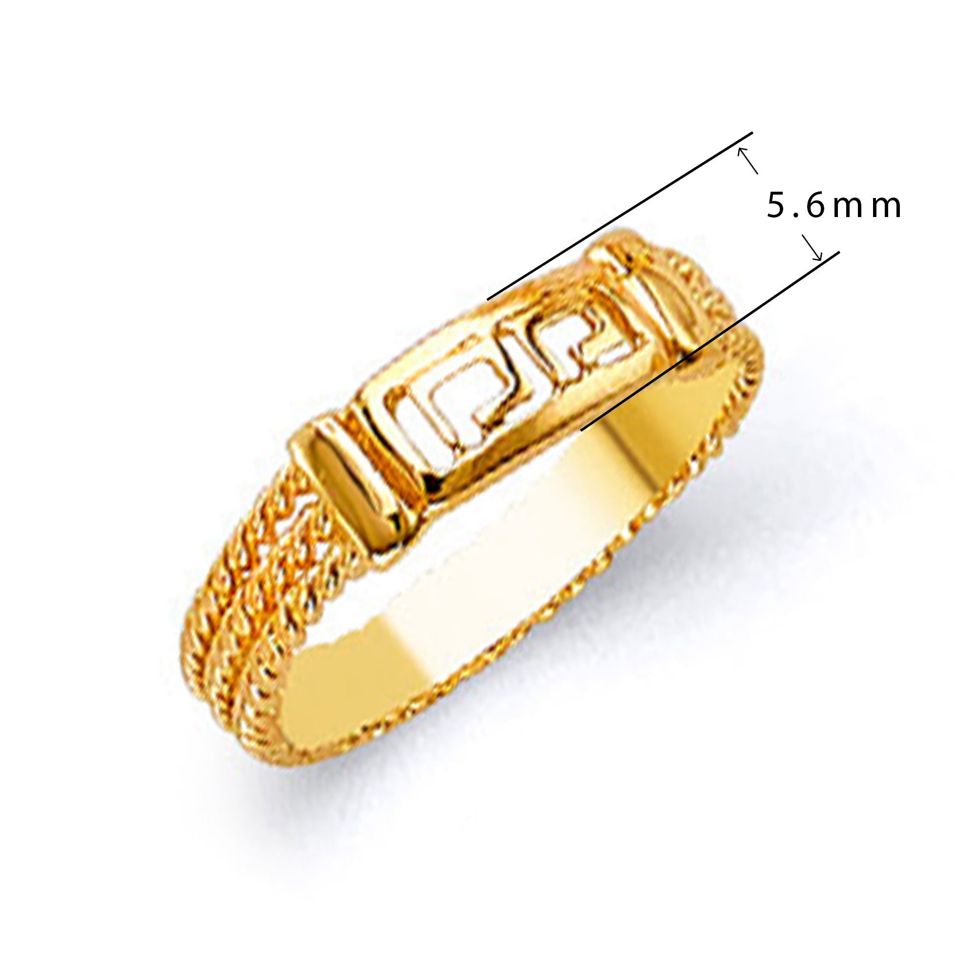 Textured Buckle Ring in Solid Gold with Measurement
