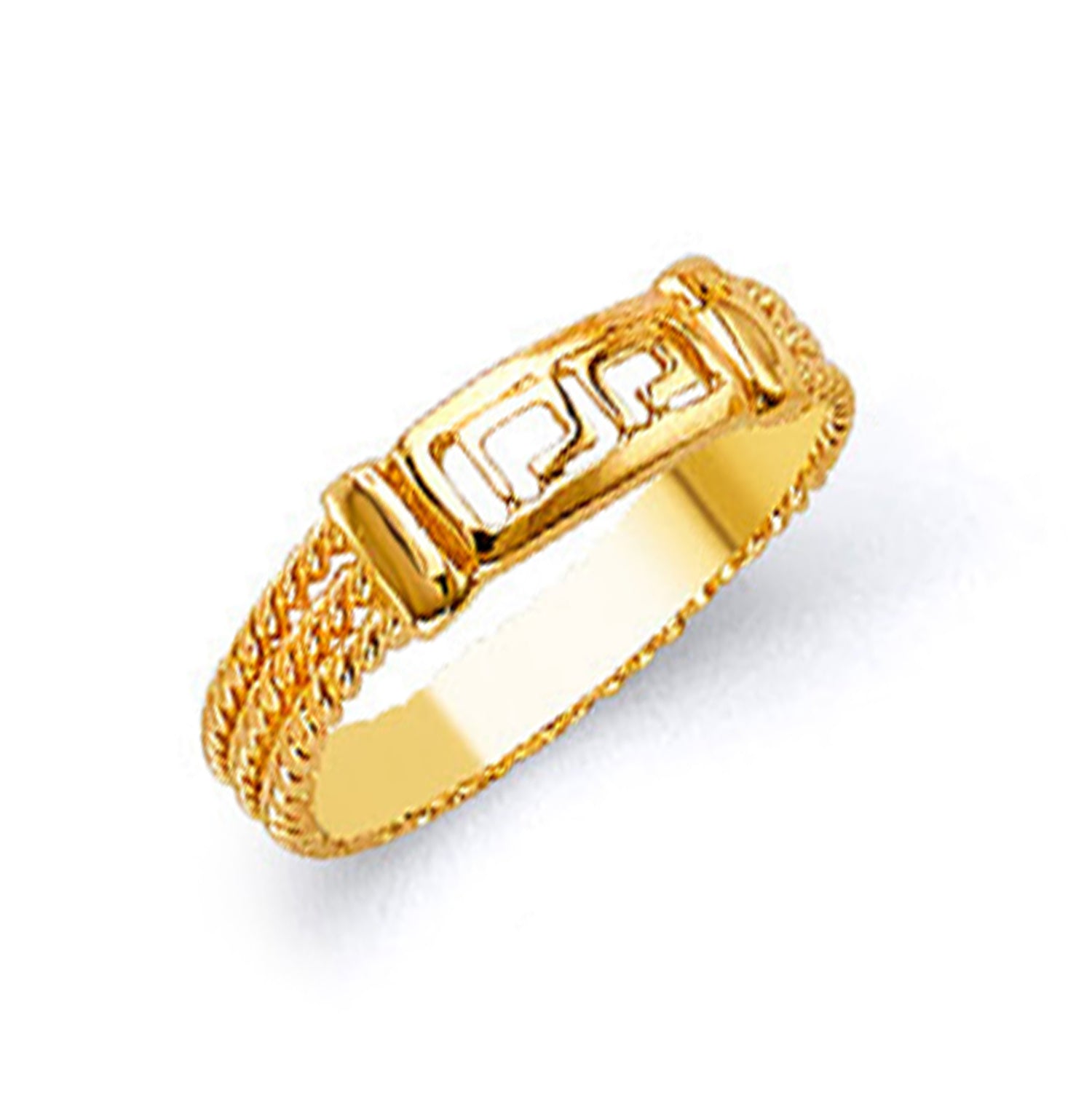 Textured Buckle Ring in Solid Gold 