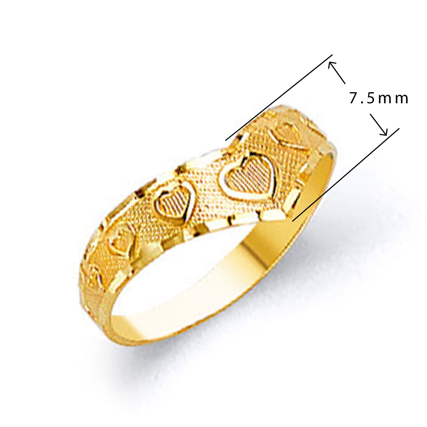 Textured Tiara Shaped Ring in Solid Gold with Measurement