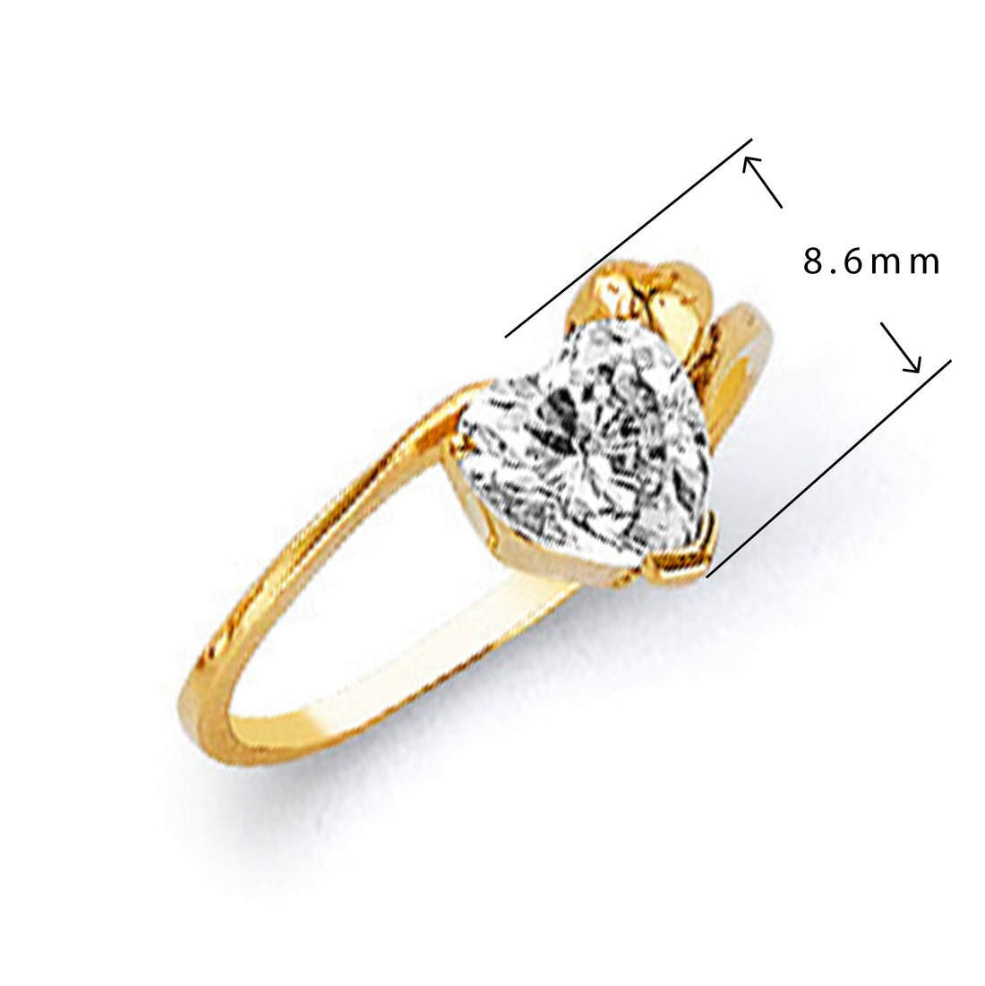 CZ Sleek Linear Ring in Solid Gold with Measurement