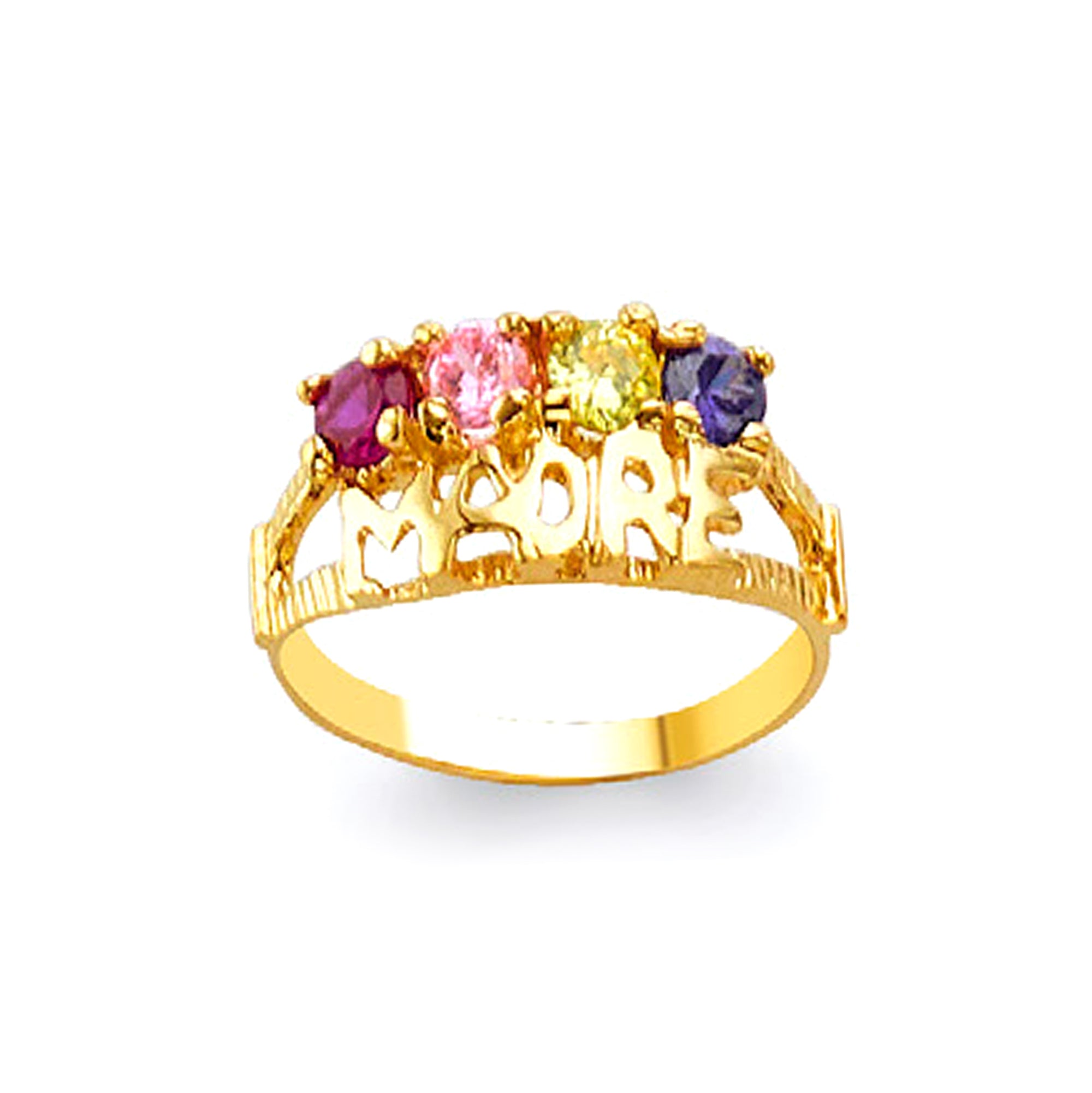 CZ Multicolored Personalized Cluster Ring in Solid Gold 