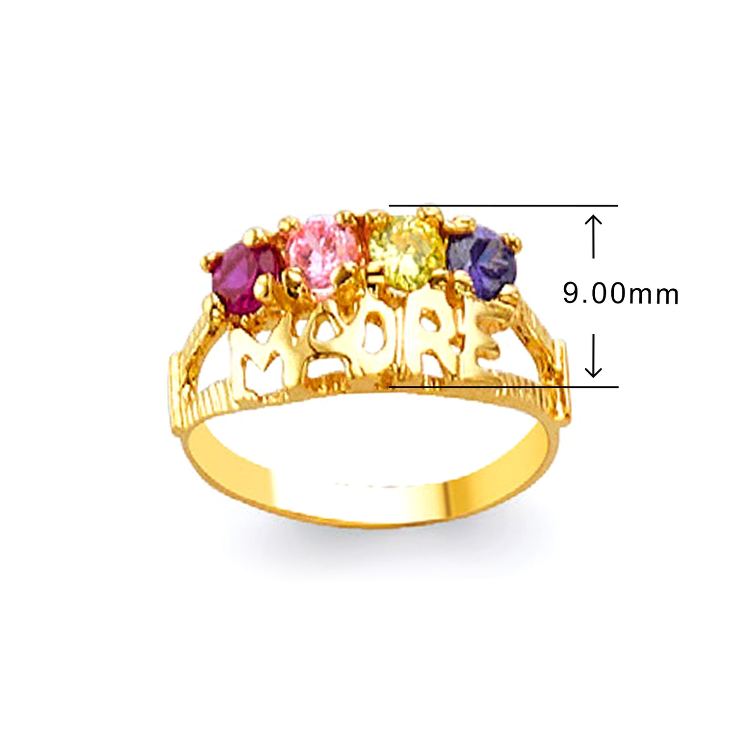 CZ Multicolored Personalized Cluster Ring in Solid Gold with Measurement