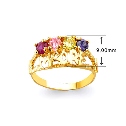 CZ Multicolored Personalized Cluster Ring in Solid Gold with Measurement