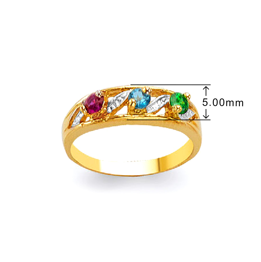 CZ Multigem Ring in Solid Gold with Measurement