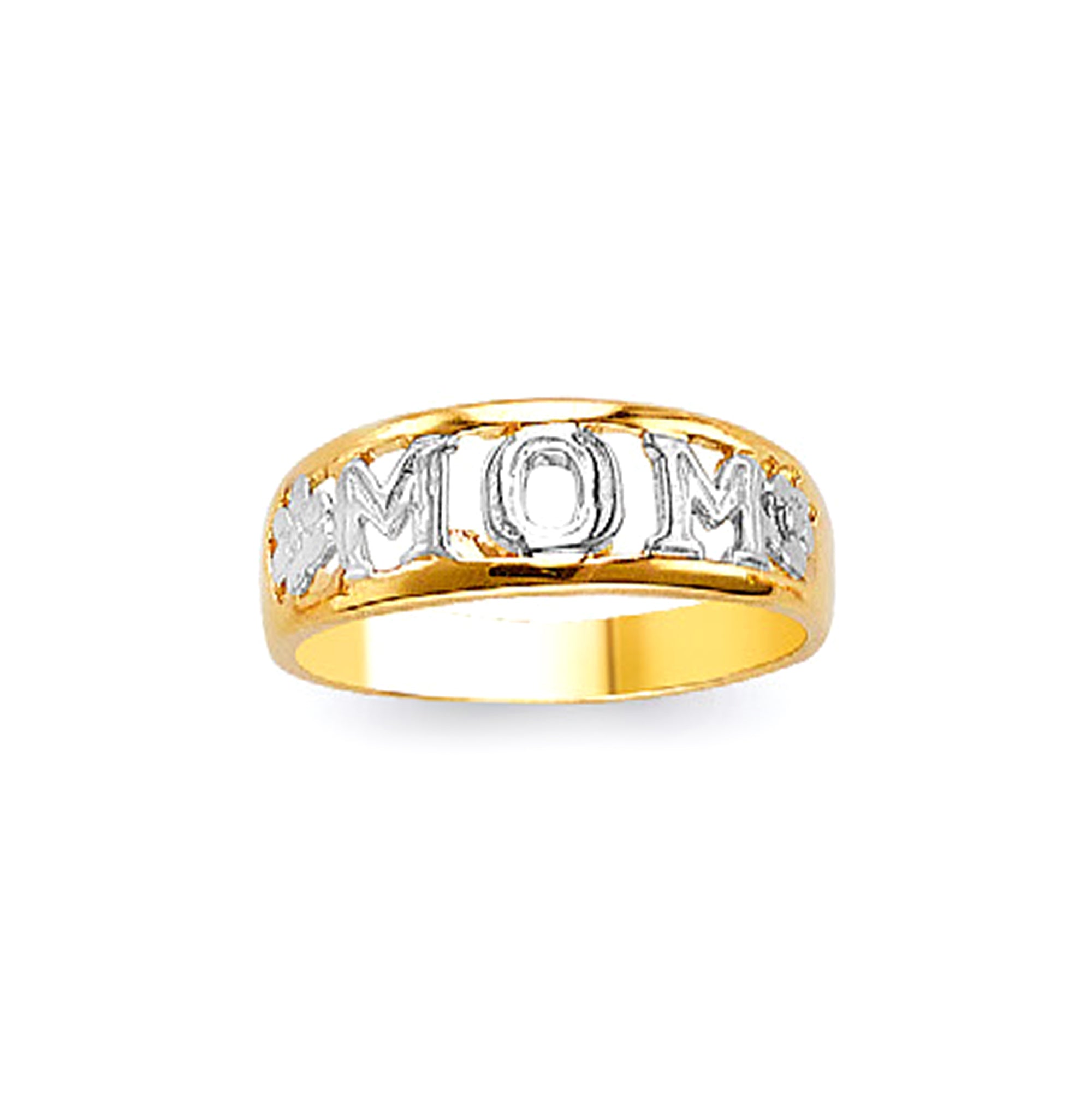 Luxurious Two-tone MOM Ring in Solid Gold 