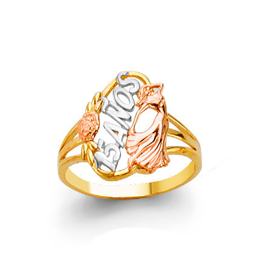 Abstract Design 15th Anniversary Ring in Solid Gold 