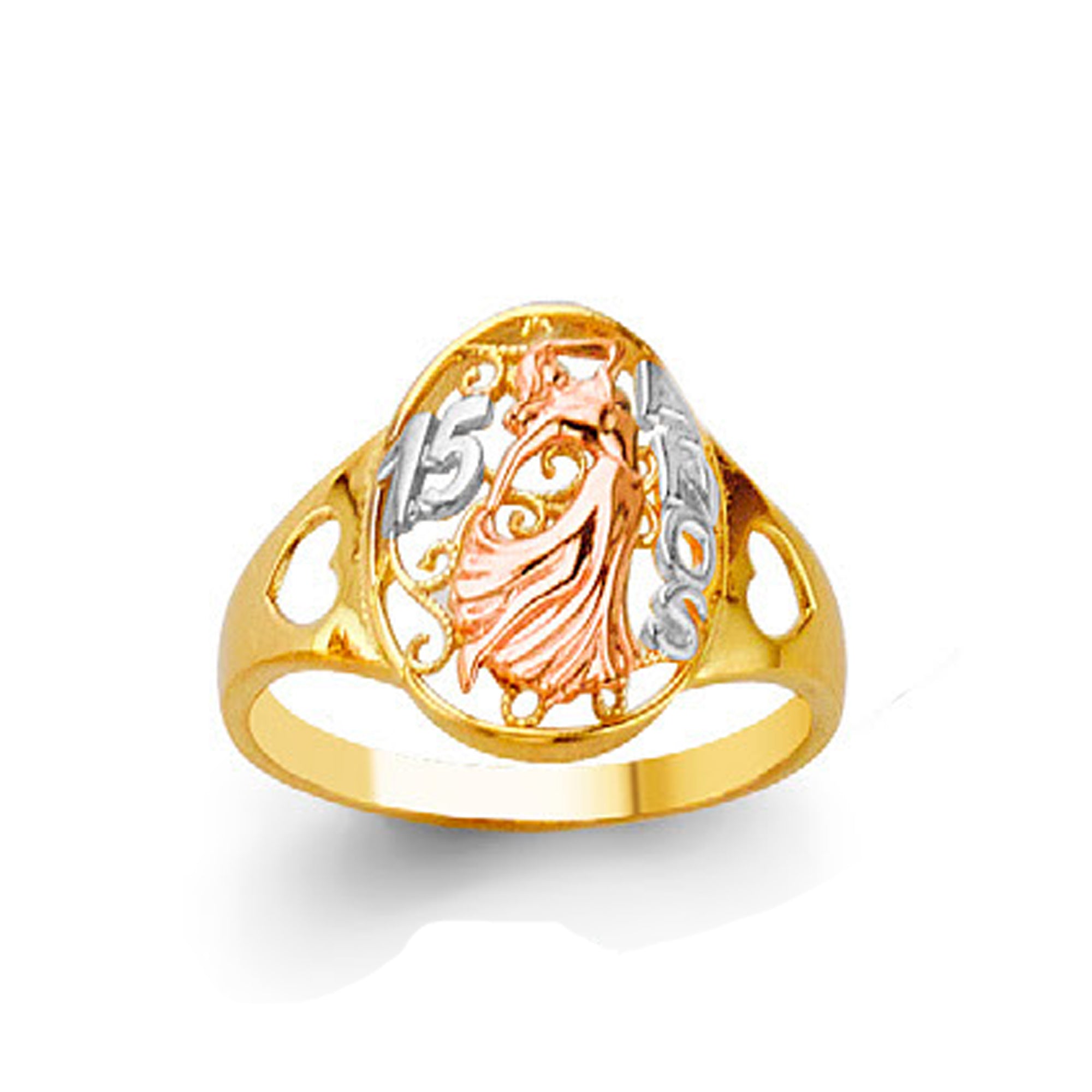 Multi-hued Oval Filigree Anos Ring in Solid Gold 