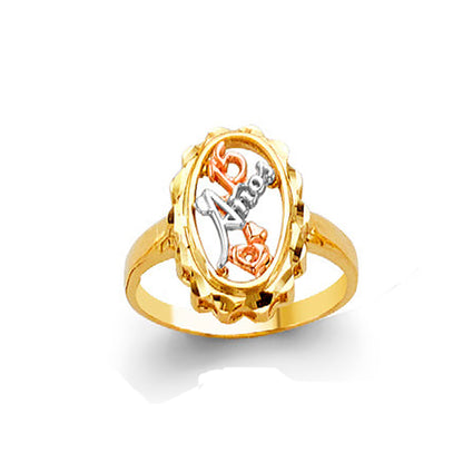 Designer 15 Anos Dual Tone Ring in Solid Gold 