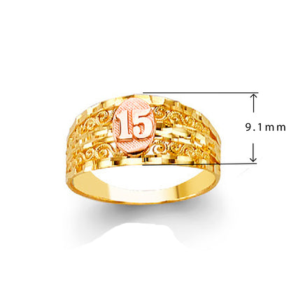Magnificent Minute Carvings Anniversary Ring in Solid Gold with Measurement