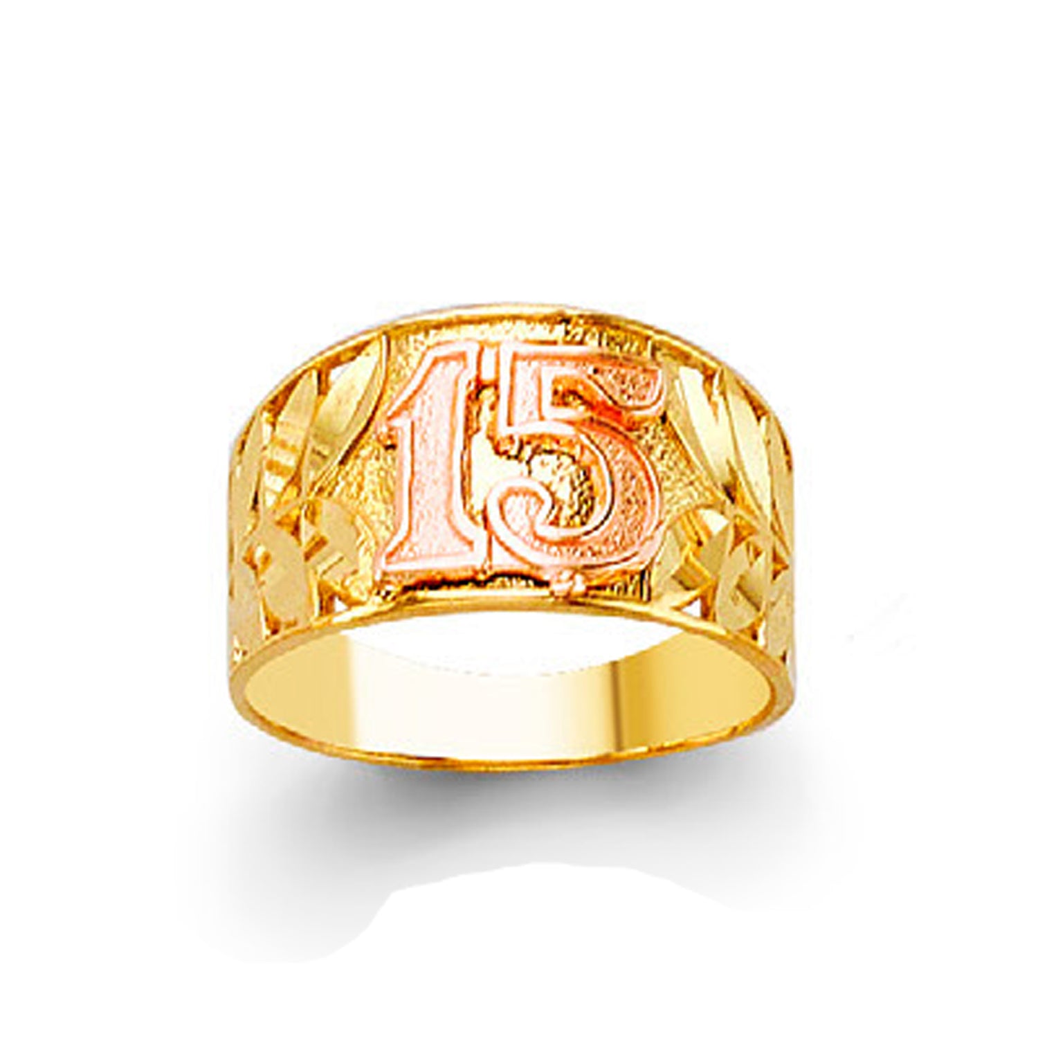 Crystal Anniversary Filigree Ring in Solid Gold 