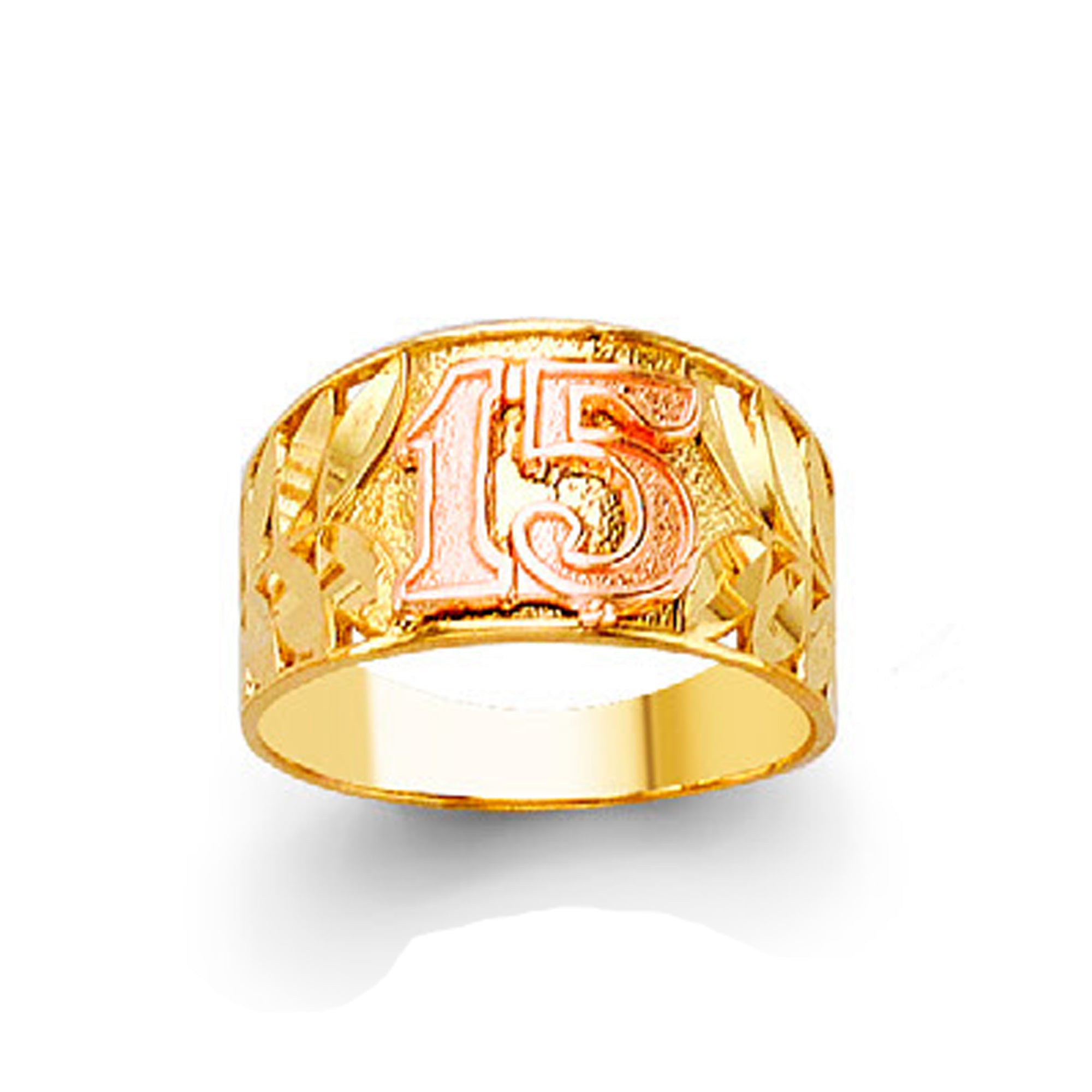 Crystal Anniversary Filigree Ring in Solid Gold 