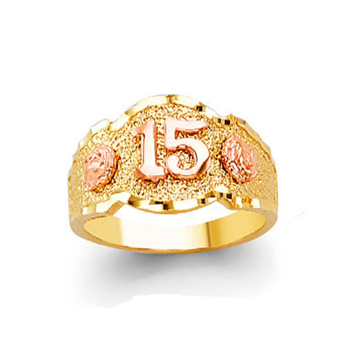 15 Years Anniversary Quince Floral Ring in Solid Gold 