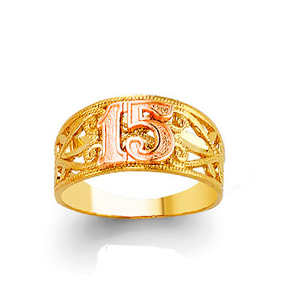 Numeric Lattice Textured Ring in Solid Gold 
